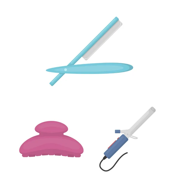 Coiffeur et outils icônes de dessin animé dans la collection set pour design.Profession coiffeur vecteur symbole illustration web stock . — Image vectorielle