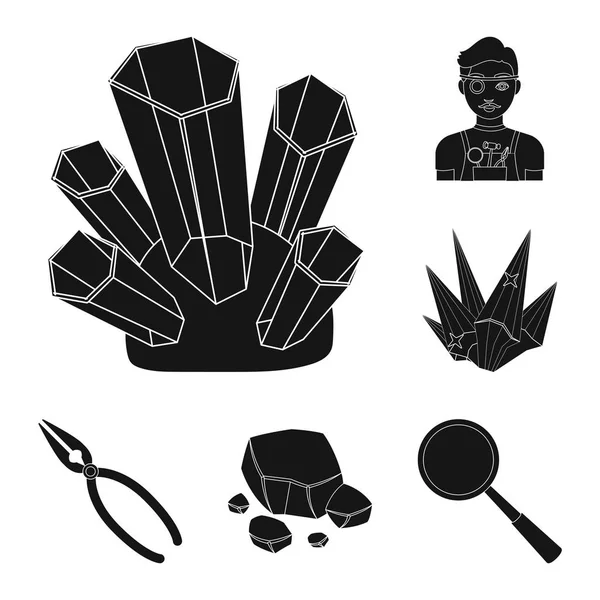 Precious Minerals iconos negros en la colección de conjuntos para el diseño. Joyero y equipo vector símbolo stock web ilustración . — Vector de stock