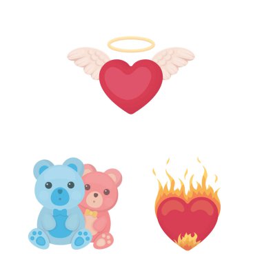 Set koleksiyonu tasarım için romantik ilişki karikatür simgeler. Sevgi ve dostluk sembolü hisse senedi web illüstrasyon vektör.