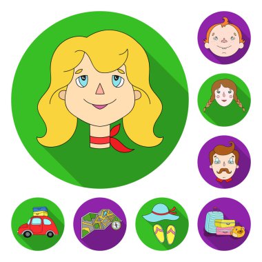 Aile tatili set koleksiyonu tasarım için düz simgeler. Rekreasyon ve ekipmanları. vektör simge stok web çizimi.