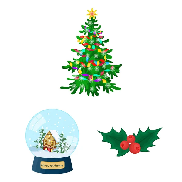 Attributs de Noël et accessoires icônes de bande dessinée dans la collection ensemble pour le design. Joyeux Noël vecteur symbole stock web illustration . — Image vectorielle