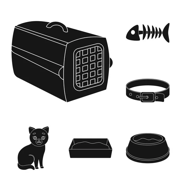 Un chat animal icônes noires dans la collection ensemble pour le design. Entretien d'un chat vecteur symbole stock illustration web . — Image vectorielle