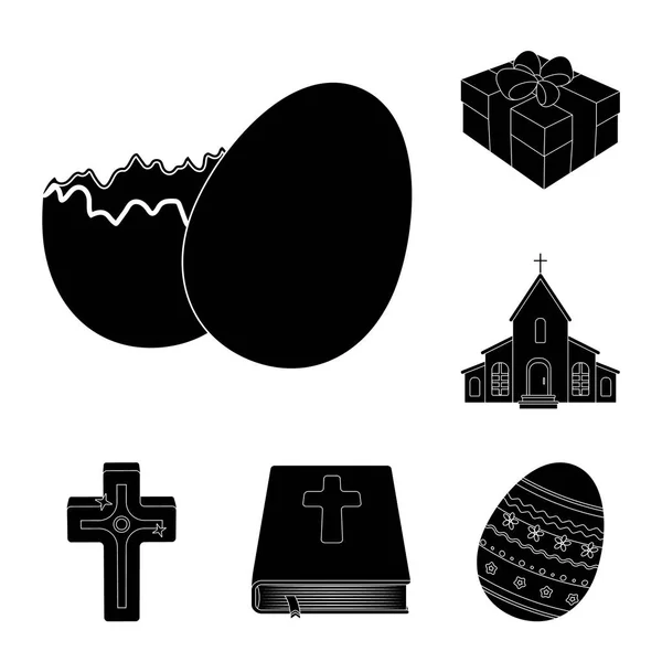 Pascua es un día de fiesta cristiana iconos negros en la colección de conjuntos para el diseño. Pascua atributos vector símbolo stock web ilustración . — Vector de stock