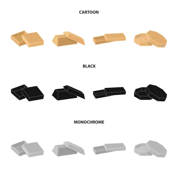 Hülle, Hülle, Rahmen und andere Web-Symbole in Cartoon, schwarz, monochrom style.box, Container, Paket, Symbole in Set-Kollektion. — Stockvektor