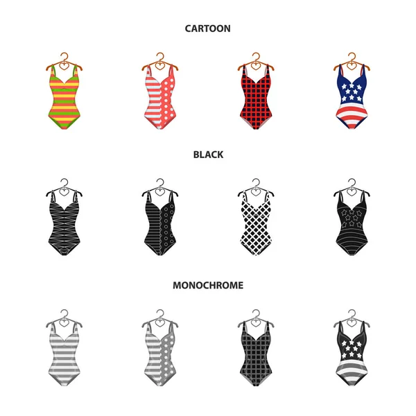 Different kinds of swimsuits. Swimsuits set collection icons in cartoon,black,monochrome style vector symbol stock illustration web. — Stock Vector