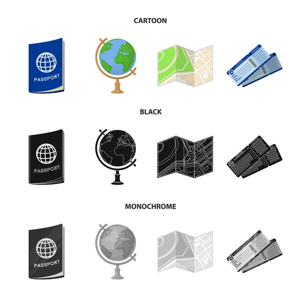 Vacation, travel, passport, globe .Rest and travel set collection icons in cartoon,black,monochrome style vector symbol stock illustration web. — Stock Vector