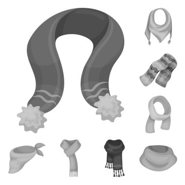 Eşarp ve şal tek renkli simgeler set koleksiyonu tasarım için. Giysi ve Aksesuar sembol stok web illüstrasyon vektör.