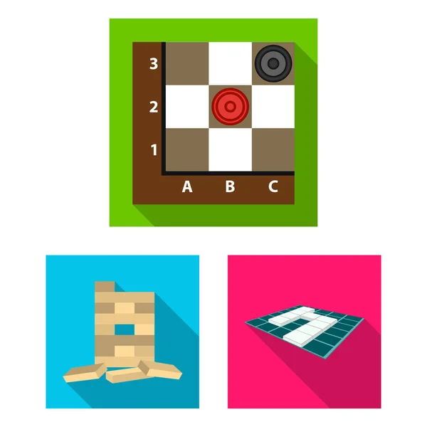 Társasjáték lapos ikonok beállítása gyűjtemény a design. Játék és szórakoztató vektor szimbólum állomány honlap illusztráció. — Stock Vector
