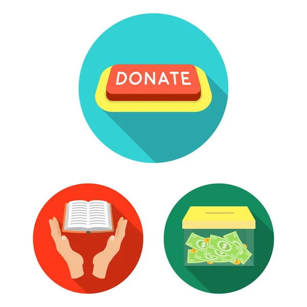 Caridade e doação ícones planos em coleção de conjuntos para design. Material ajuda vetor símbolo web ilustração . — Vetor de Stock