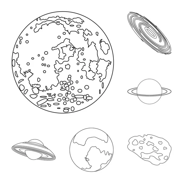 Planeten zonnestelsel overzicht pictogrammen in set collectie voor design. Cosmos en astronomie symbool voorraad web vectorillustratie. — Stockvector