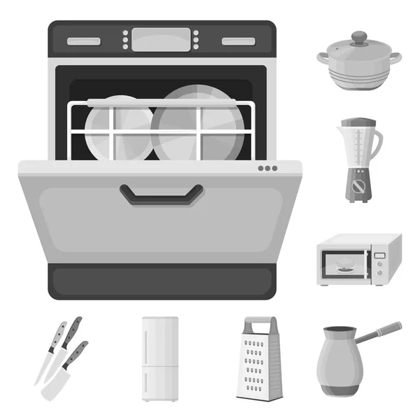 厨房设备单色图标在集合中进行设计。厨房和配件矢量符号股票 web 插图. — 图库矢量图片