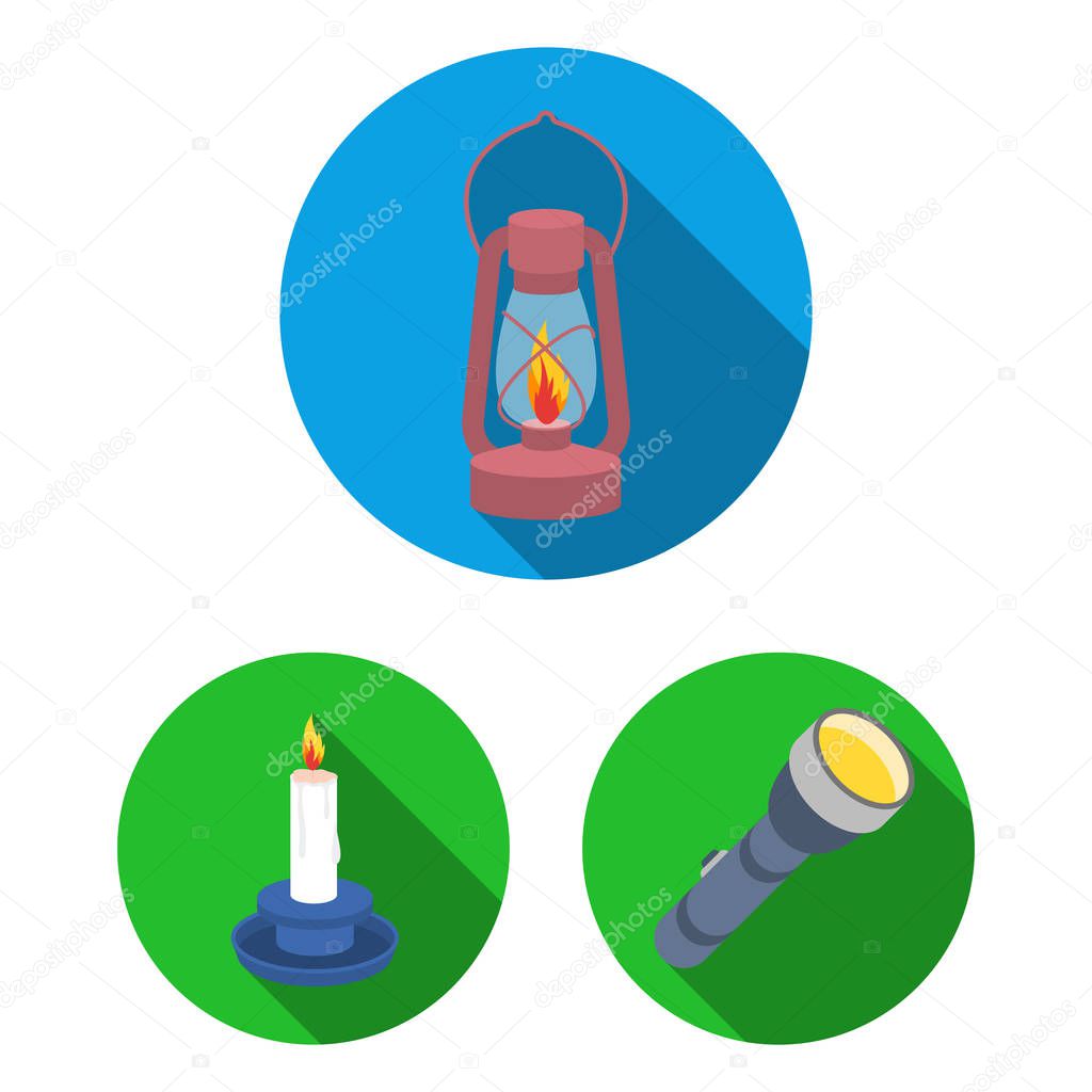 Light source flat icons in set collection for design. Light and equipment vector symbol stock web illustration.