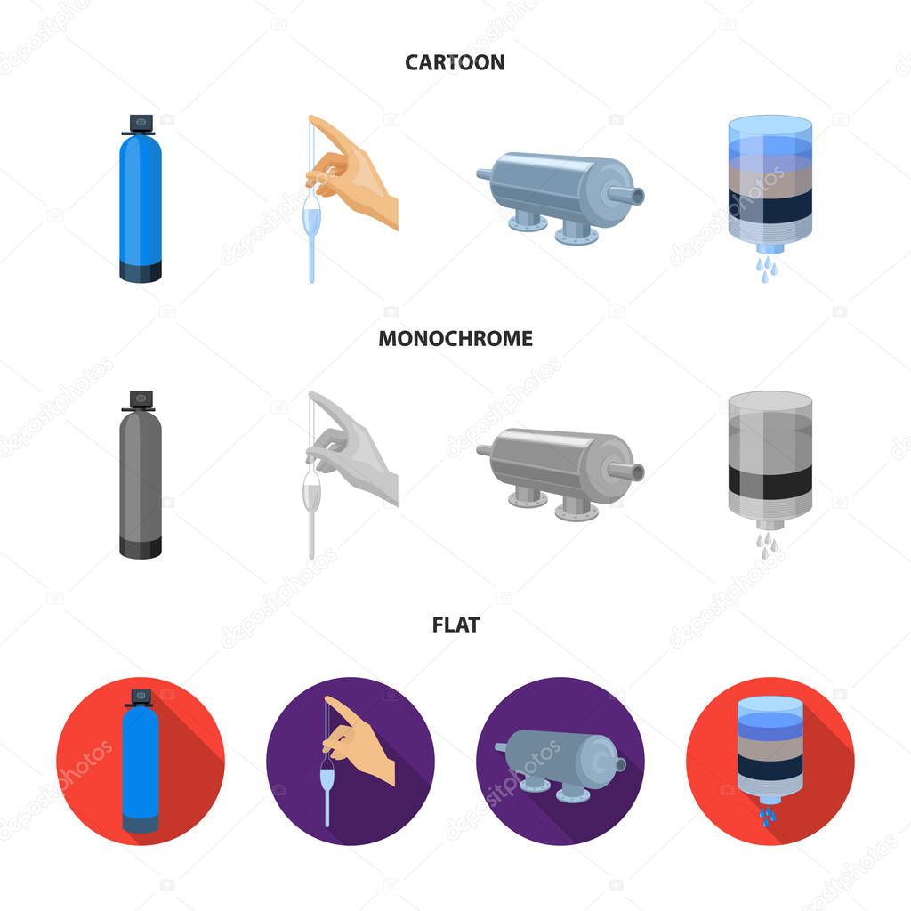 Purification, water, filter, filtration .Water filtration system set collection icons in cartoon,flat,monochrome style vector symbol stock illustration .