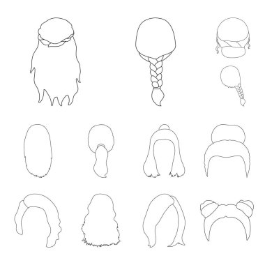 Set koleksiyonu tasarım için kadın saç modeli anahat simgeleri. Şık saç kesimi vektör simge stok web çizimi.