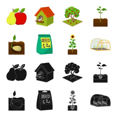 Şirket, ekoloji ve diğer web simge siyah, karikatür tarzı. Kabuğu, cezalar, Bahçe simgeler kümesi koleksiyonu.