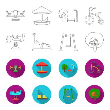 Bir bahar, değişim ve diğer cihazlar uçakta. Bahçesi toplama simgeler anahat, düz stil vektör simge stok çizim web ayarla..