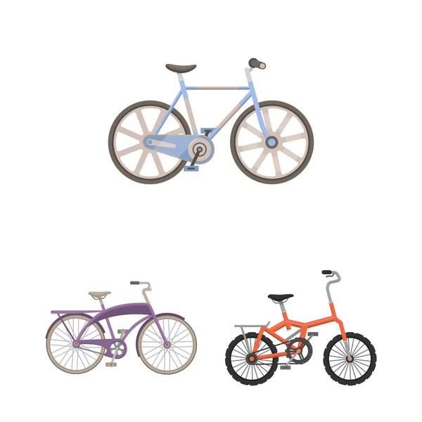 Diverses bicyclettes icônes de dessin animé dans la collection de jeu pour le design. Le type de transport vectoriel symbole stock web illustration . — Image vectorielle