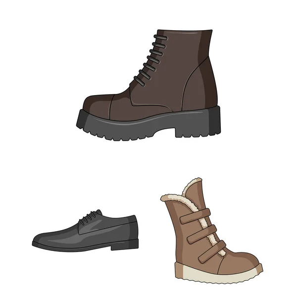 Olika skor tecknad ikoner i set samling för design. Män och kvinnor skor vektor symbol lager web illustration. — Stock vektor