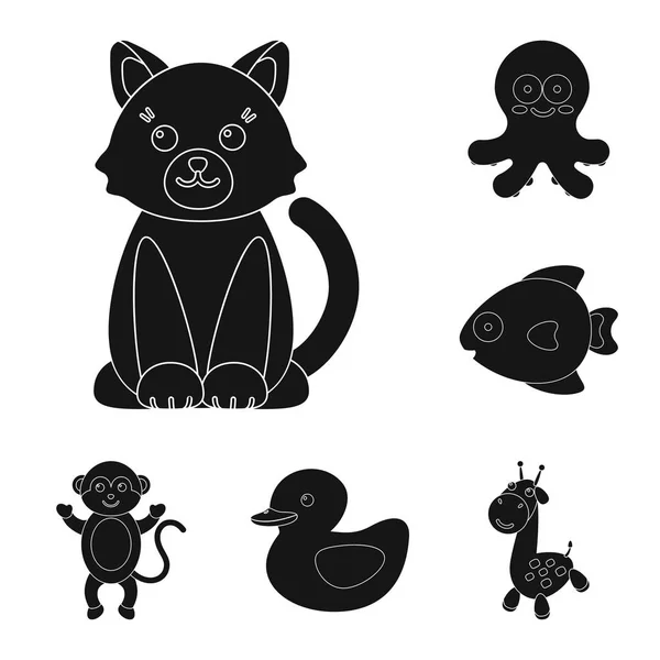 An unrealistic black animal icons in set collection for design. Toy animals vector symbol stock web illustration. — Stock Vector