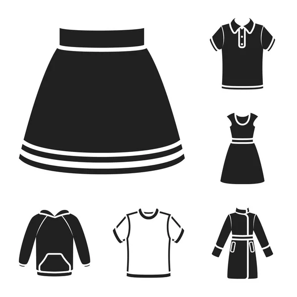 Verschillende soorten kleding zwarte pictogrammen in set collectie voor design. Kleding en stijl vector symbool voorraad web illustratie. — Stockvector