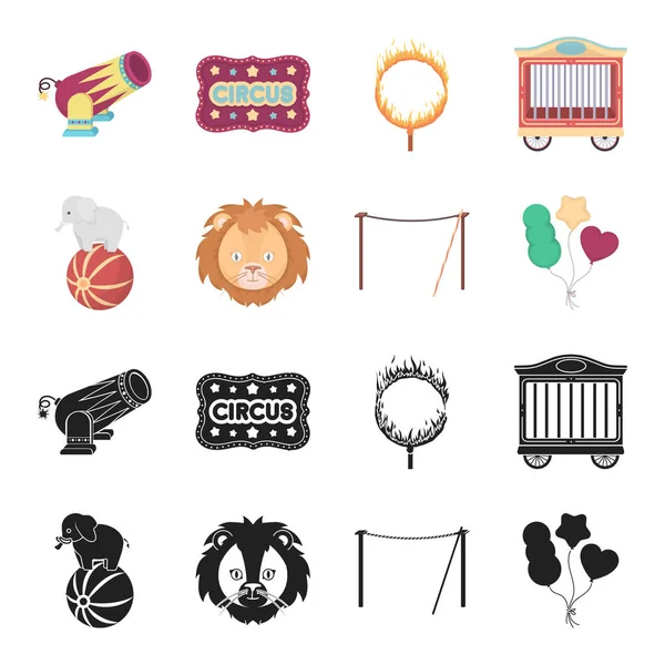 ボール サーカス トレーラー サーカスのライオン ボールの象 サーカスが黒スタイル ベクトル シンボル ストック イラスト Web でコレクションのアイコンを設定 ストックベクター C Pandavector