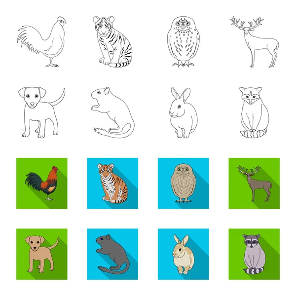 Cucciolo, roditore, coniglio e altre specie animali.Animali set icone di raccolta in contorno, stile piatto vettore simbolo stock illustrazione web . — Vettoriale Stock
