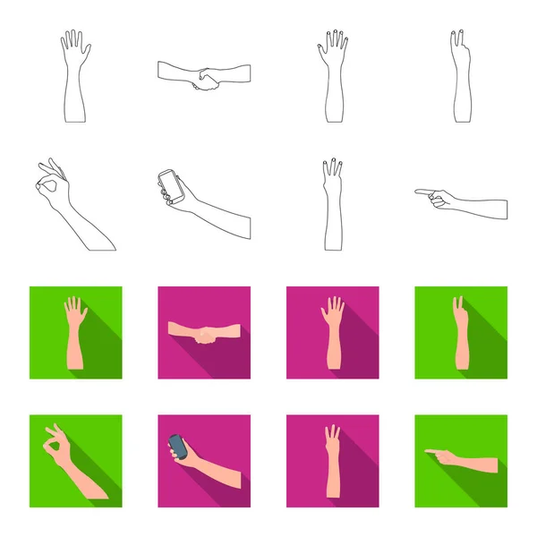 Sign Language outline, flat icons in set collection for design.Emotional part of communication vector symbol stock web illustration . — стоковый вектор
