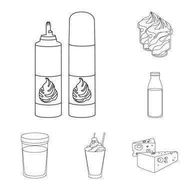 Ürün anahat simgeleri design.Milk ve gıda vektör simge stok web çizim için küme toplama süt.