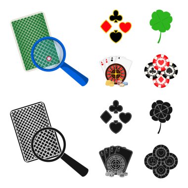 Heyecan, casino, oyun ve diğer web simgesi çizgi film, siyah tarzı. Hile, eğlence, eğlence, küme koleksiyon simgeler.