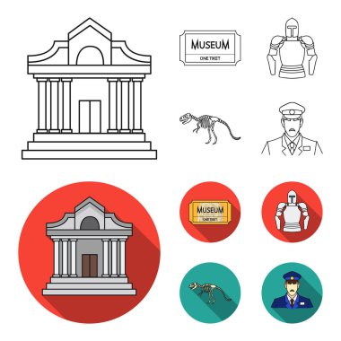 Resim, lahit Firavun, telsiz, taç. Müzesi toplama simgeler anahat, düz stil vektör simge stok çizim web ayarla..