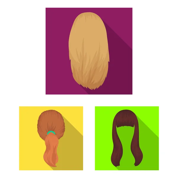 Vrouwelijke kapsel plat pictogrammen in set collectie voor design. Stijlvol kapsel vectorillustratie symbool voorraad web. — Stockvector