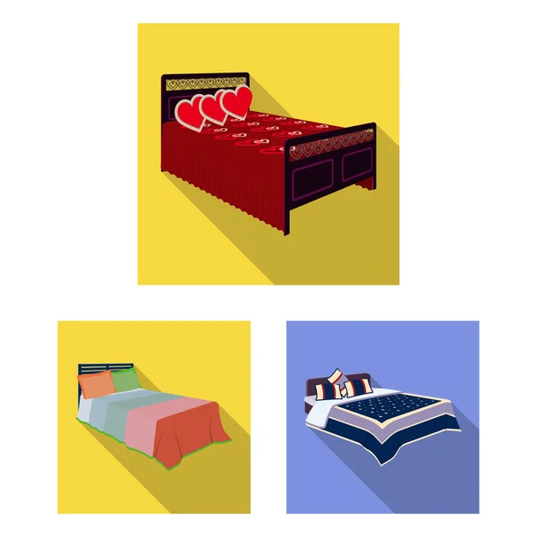 異なったベッドはフラット デザインのセットのコレクションのアイコンです。ベクトル アイソメ シンボル ストック web 図を睡眠のための家具. — ストックベクタ