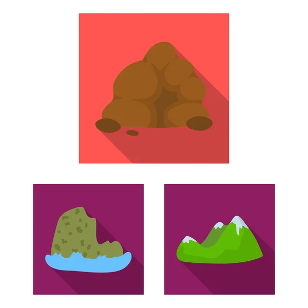 Verschillende bergen plat pictogrammen in set collectie voor design. Bergen en landschap vector symbool voorraad web illustratie. — Stockvector