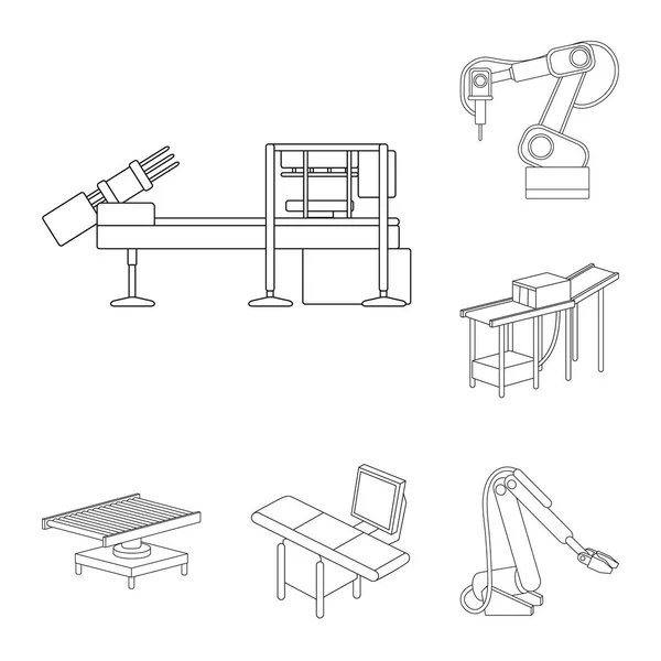 Icone del profilo dell'attrezzatura e della macchina nella collezione di set per la progettazione.Progresso tecnico del simbolo vettoriale di fabbrica illustrazione web stock . — Vettoriale Stock