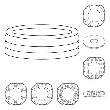 Set koleksiyonu tasarım için simgeleri dış çizgili çok renkli Yüzme daire. Farklı lifebuoysvector sembol stok web çizimi.