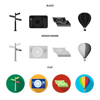 Tatil, seyahat, işaretçi, yol, gezinti. Dinlenmek ve küme toplama simgeler siyah, düz, tek renkli stil vektör simge stok çizim web içinde seyahat.