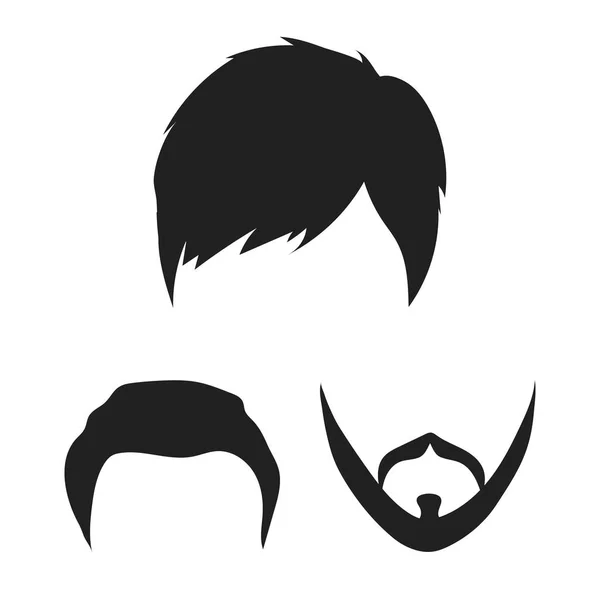 Moustache et barbe, coiffures icônes noires dans la collection set pour le design. Élégante coupe de cheveux vectoriel symbole stock illustration web . — Image vectorielle