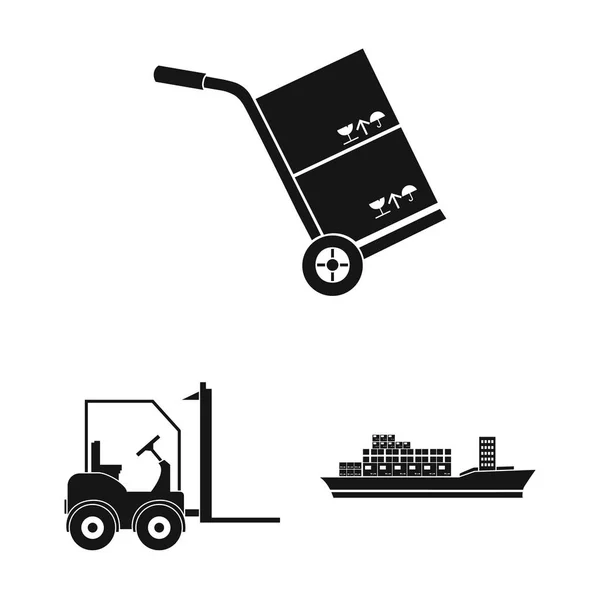 Service logistique icônes noires dans la collection ensemble pour le design. Logistique et équipement symbole vectoriel stock illustration web . — Image vectorielle
