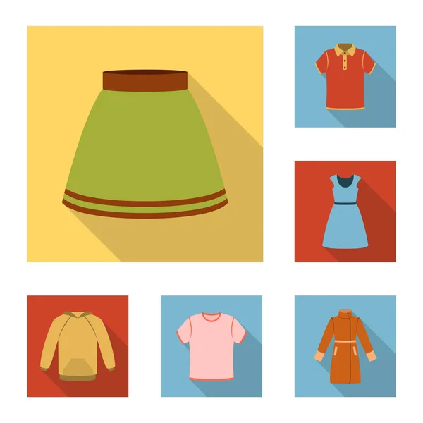 Различные виды одежды плоские иконки в коллекции наборов для дизайна. Векторная веб-иллюстрация одежды и стиля . — стоковый вектор
