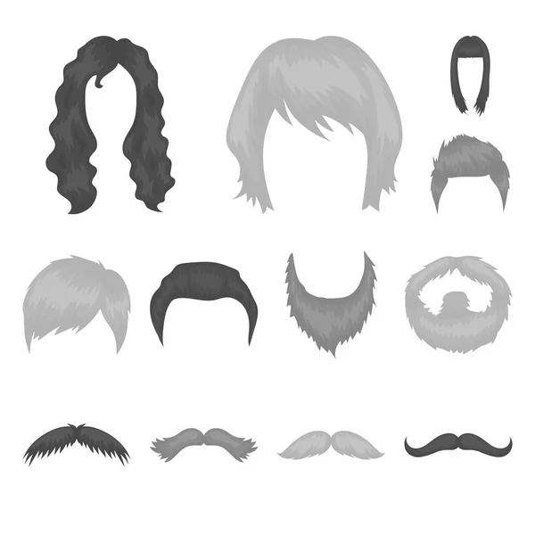 Moustache et barbe, coiffures icônes monochromes dans la collection set pour le design. Élégante coupe de cheveux vectoriel symbole stock illustration web . — Image vectorielle