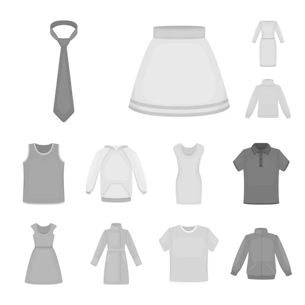 Diferentes tipos de roupas ícones monocromáticos na coleção de conjuntos para design. Roupas e estilo vetor símbolo web ilustração . —  Vetores de Stock