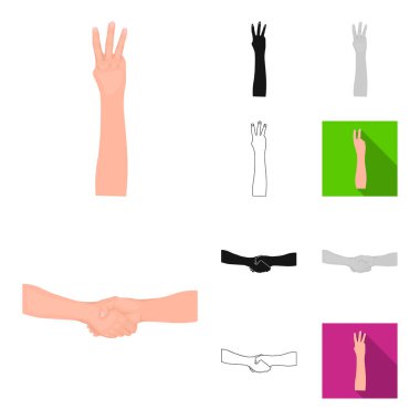 Jestler ve onların anlamı karikatür, siyah, düz, siyah-beyaz set koleksiyonu tasarım için simgeleri anahat. Duygusal iletişim vektör simge stok web illüstrasyon parçası.