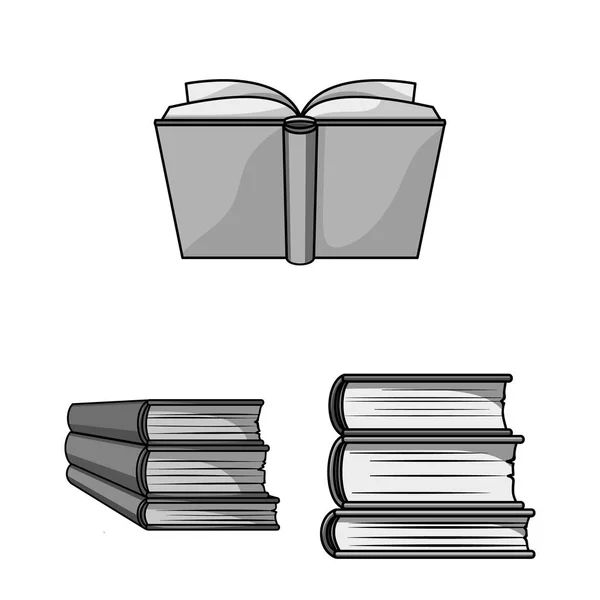 Boek gebonden zwart-wit pictogrammen in set collectie voor design. Gedrukte producten vector symbool voorraad web illustratie. — Stockvector