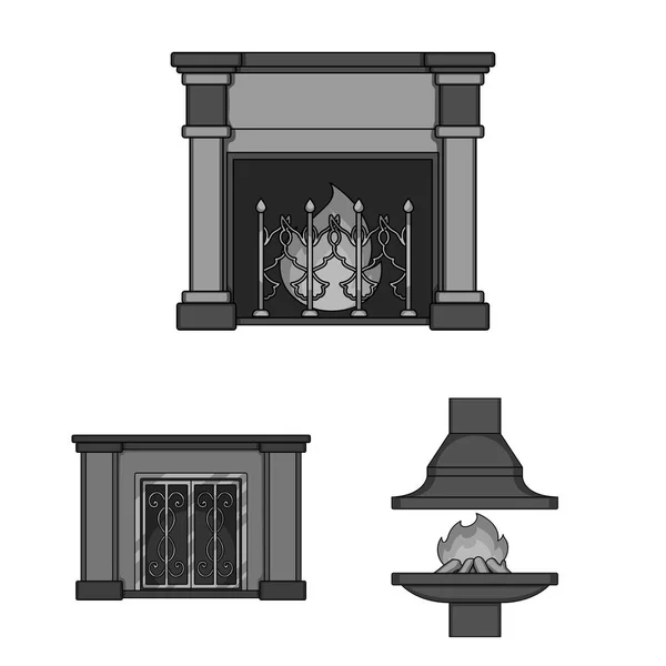 Diferentes tipos de chimeneas iconos monocromáticos en la colección de conjuntos para el diseño.Chimeneas construcción vector símbolo stock web ilustración . — Vector de stock