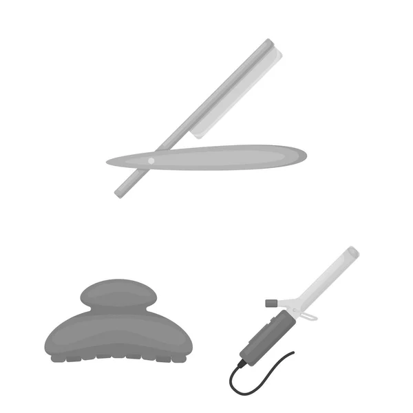 Hairdresser and tools monochrome icons in set collection for design.Profession hairdresser vector symbol stock web illustration. — Stock Vector