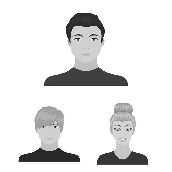 Avatar und Gesicht monochromen Symbolen in Set-Sammlung für das Design. eine Person Aussehen Vektor Symbol Stock Web Illustration. — Stockvektor