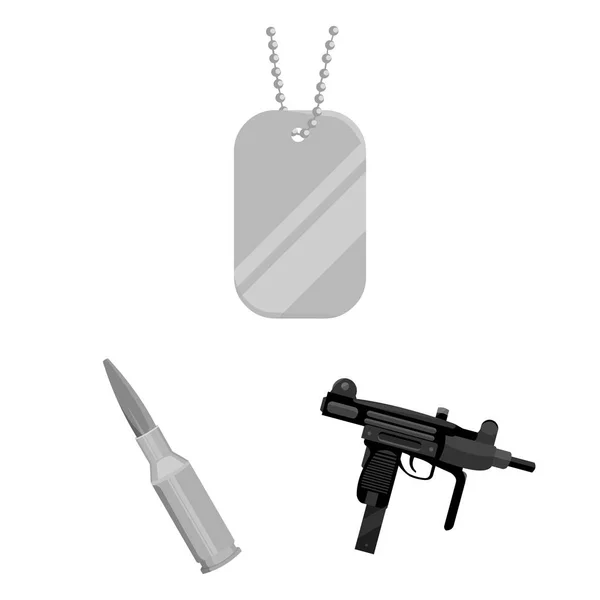 Tipos de armas iconos monocromáticos en la colección de conjuntos para el diseño.Armas de fuego y armas aplanadas vector símbolo stock web ilustración . — Vector de stock