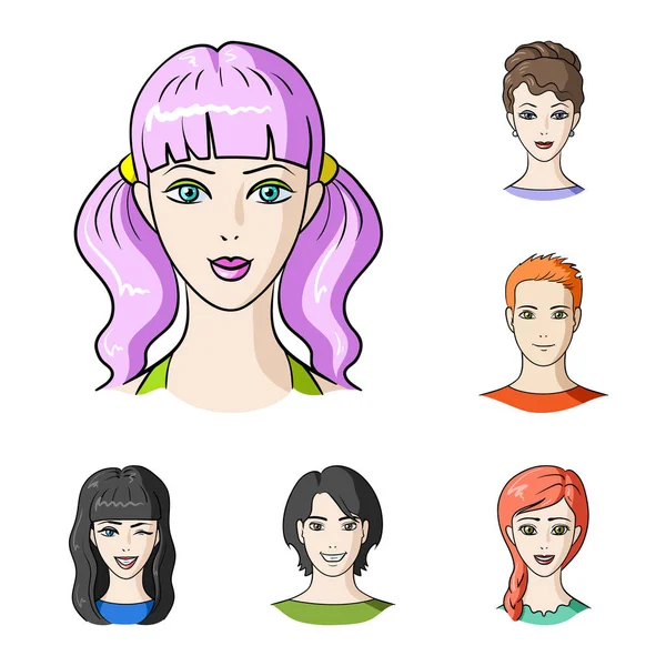 Avatar and face cartoon icons in set collection for design. A persons appearance vector symbol stock web illustration. — Stock Vector