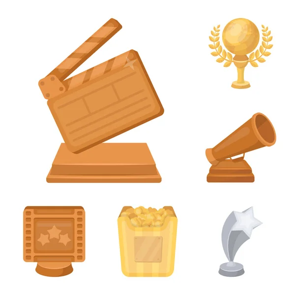 Film utmärkelser och priser tecknad ikoner i set samling för design. I World Film Academy vektor symbol lager web illustration. — Stock vektor