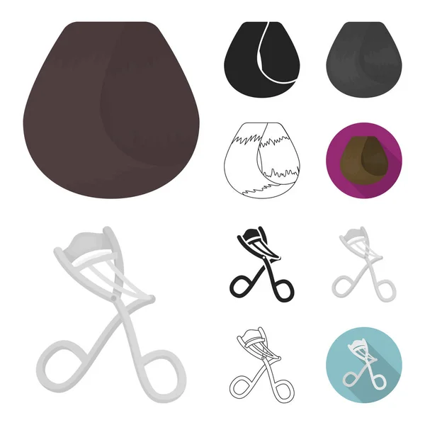 Hairdresser and tools cartoon,black,flat,monochrome,outline icons in set collection for design.Profession hairdresser vector symbol stock web illustration. — Stock Vector